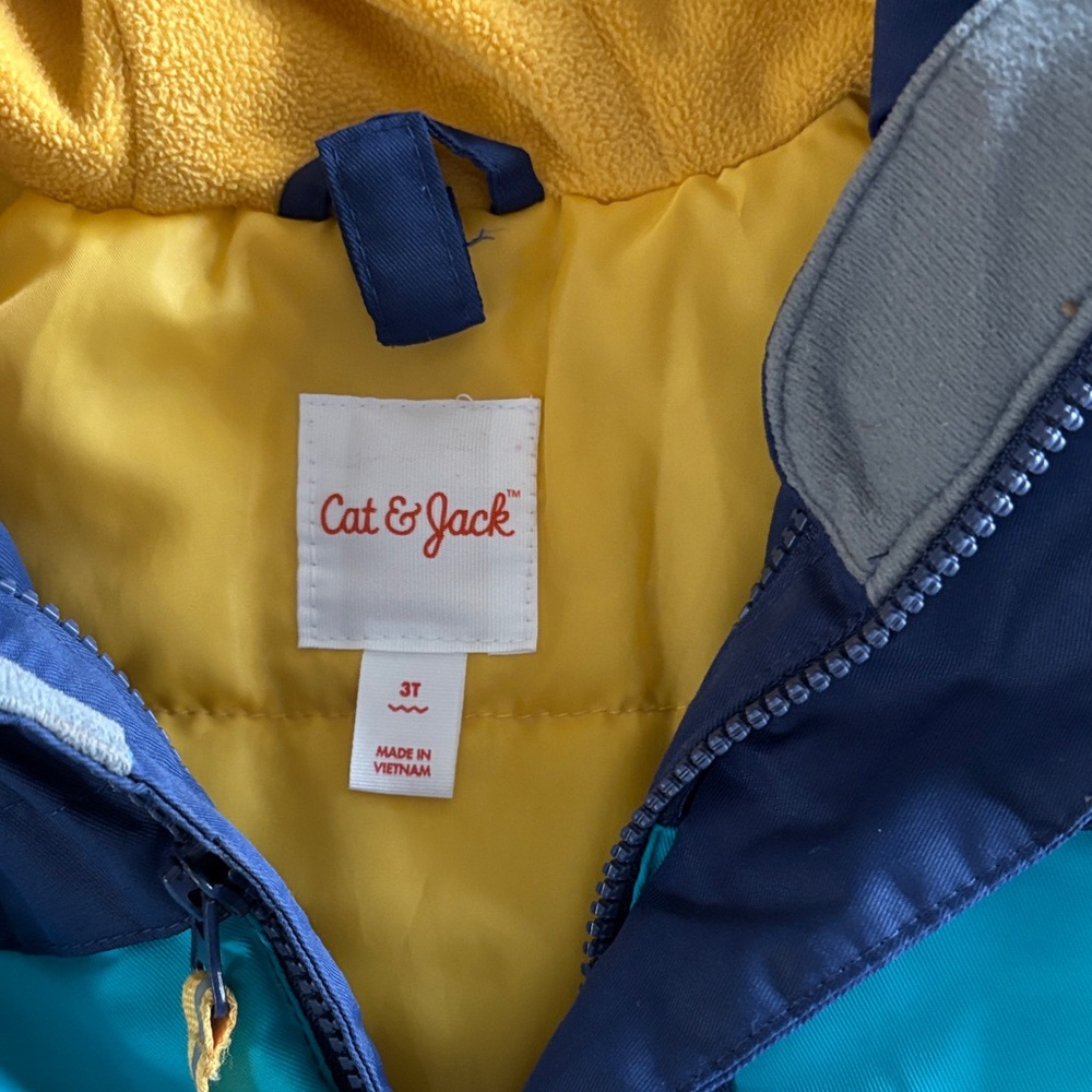 Cat & Jack Kids Blue and Yellow Puffer Jacket